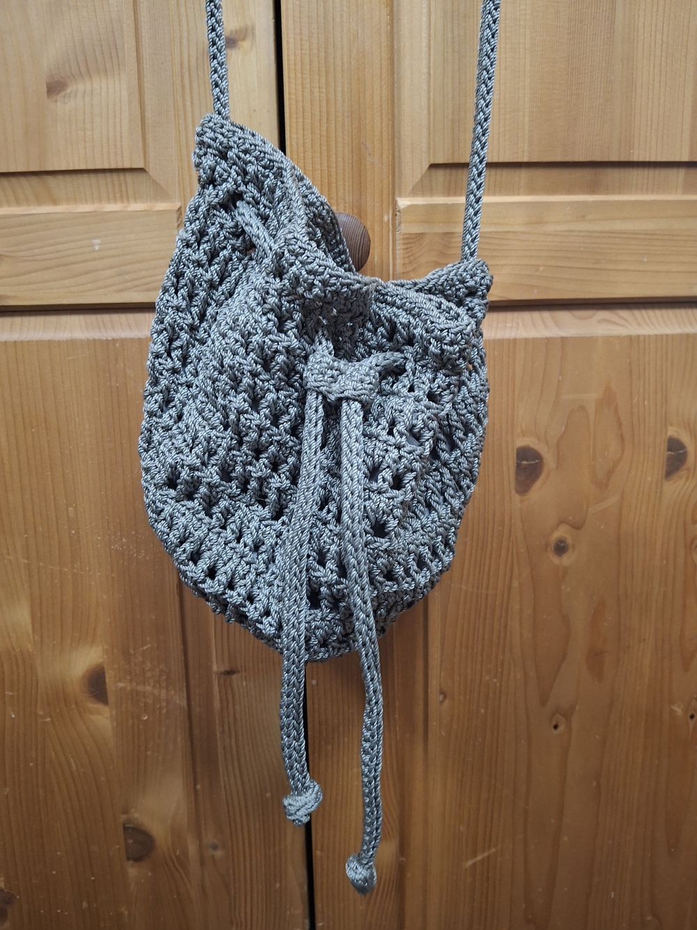 Green Crochet Drawstring Crossbody Bag -  Women